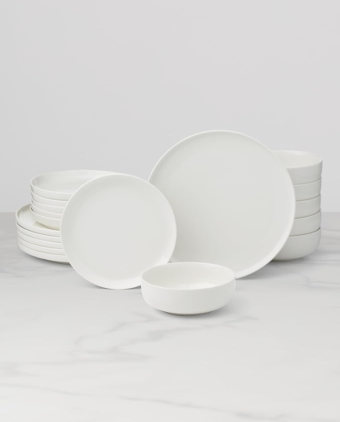 Oneida Dinnerware Set, 24 Seven White 18-Piece Dinnerware Set, Service For 6, Porcelain Material, Dishwasher And Microwave Safe, Bowls, Plates And Bowls, Dinner Dishes, Plates, Home (White, 18 Piece)