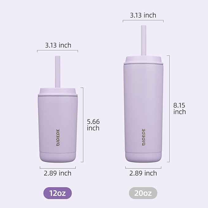 BJPKPK Insulated Tumbler with Lid and Straw,12 oz Stainless Steel Travel Coffee Mug,Spill Proof Thermal Cup,Keep Drinks Cold and Hot,Lavender