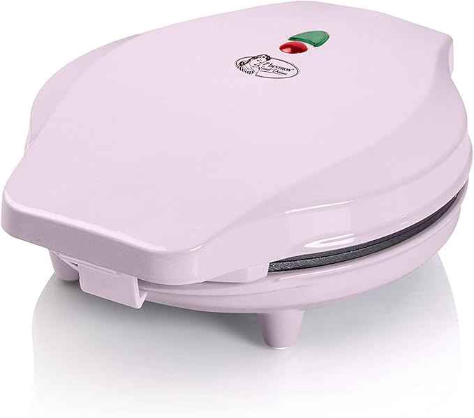 Bestron Mini Cookie Maker with Animal Pattern, Mini Waffle Mould, with Cooking Indicator & Non-Stick Coating, 700 Watts, Colour: Pink AAW700P