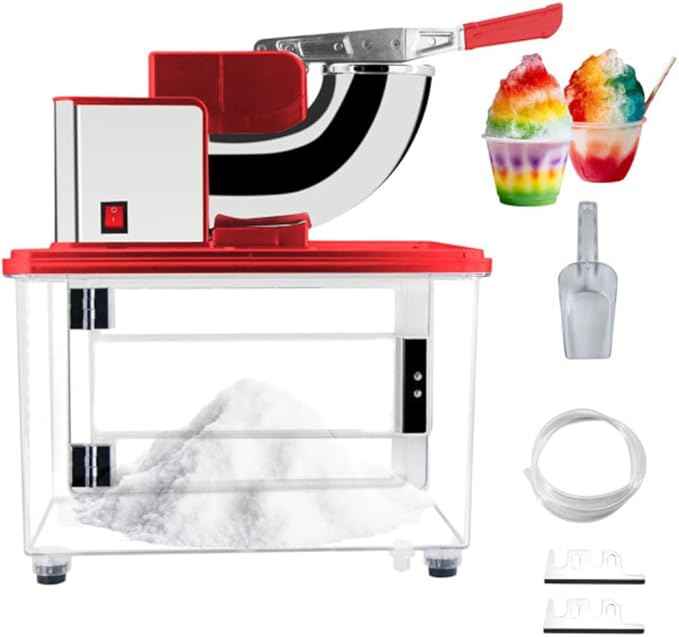 Ice Crusher Machine - Snow Cone Machine with Dual Stainless-Steel Blades - 440lbs/hour 250W Shaved Ice Machine with 39L Capacity - Slushy Machine for Home, Bar or Restaurant by Great Northern Popcorn