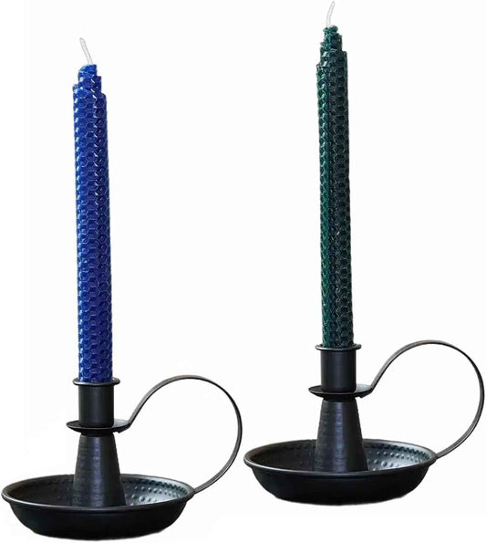 Retro Iron Taper Candle Holder，Black Candlestick Holders Candlelight Stand for Farmhouse Decor Home Wedding Party Table Decoration（2pcs）