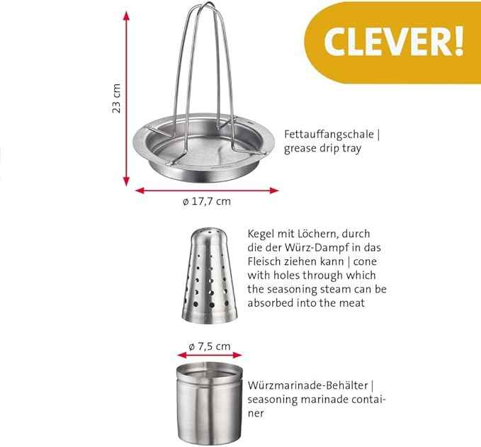 Westmark Chicken Grill - Practical Aid for Even and Crisp Cooking of Your Roast Chicken, Ideal for Grill and Oven - Stainless Steel