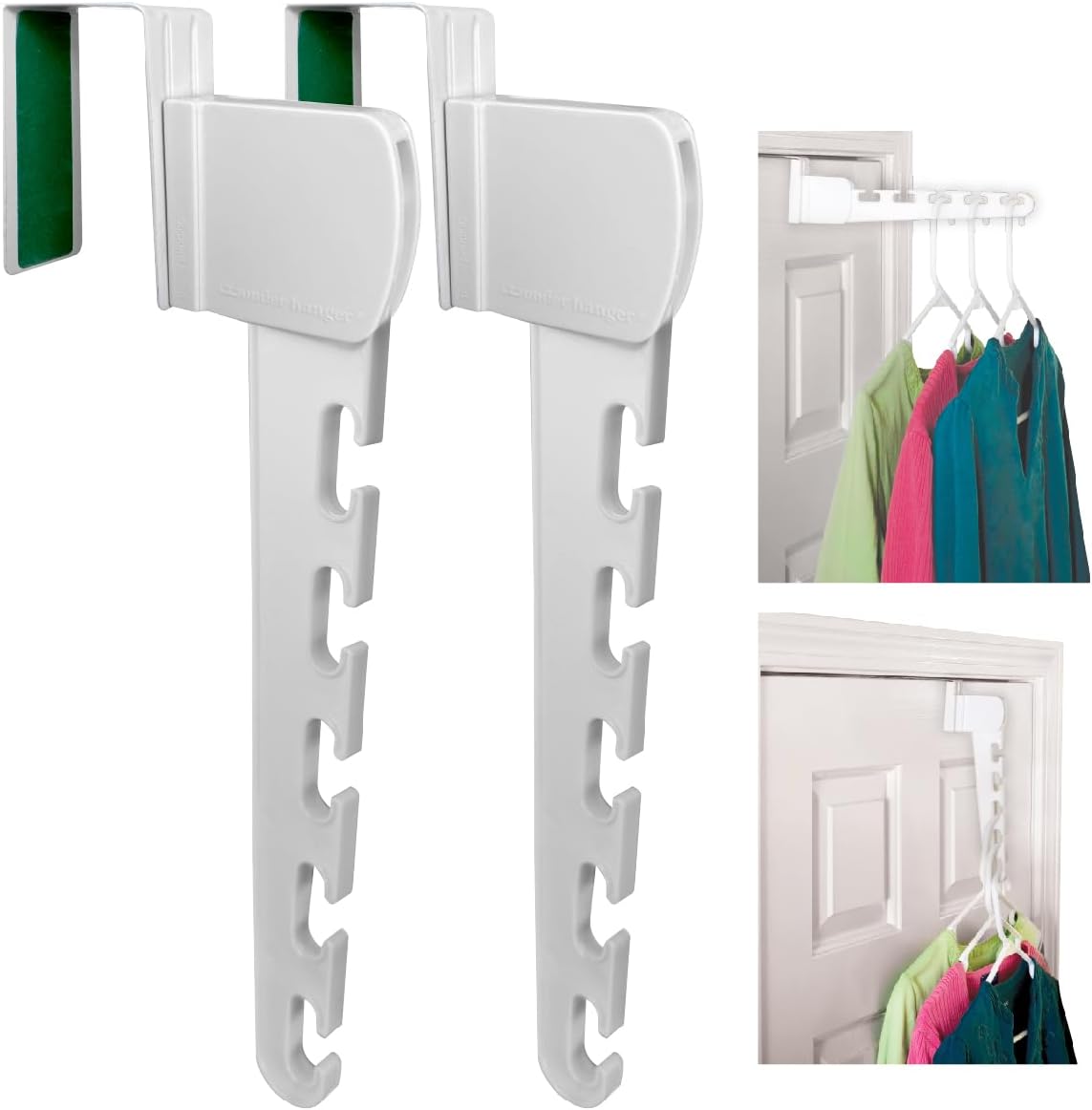 Wonder Hanger Over The Door 2-Pack Organizer for Clothes Hangers, Space-Saving Cascading Hanger Hooks, White - Lumora Casa