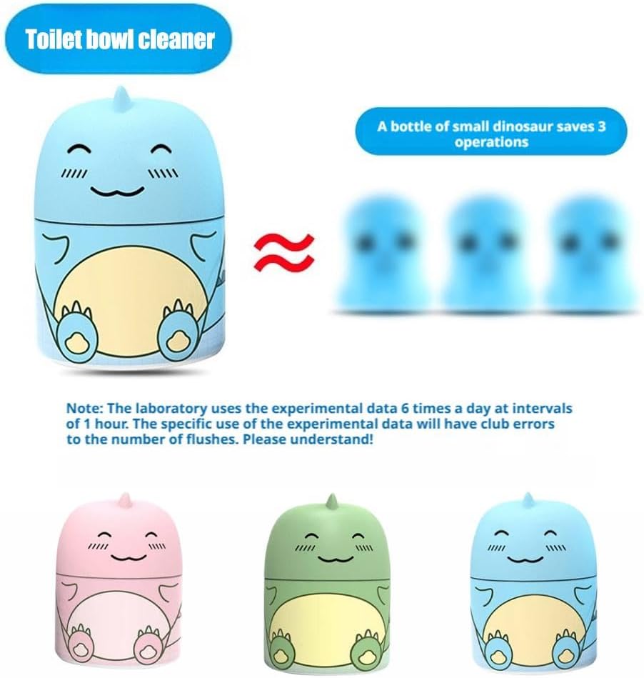 Cute Dinosaur-Shaped Toilet Bowl Cleaner Bottle,Automatic Bathroom Toilet Tank Cleaner with Carrying Rope,Three Fragrances, Ocean Jasmine Peach for 90 days,Easy to Use Leaving Fresh Scent (Blue)
