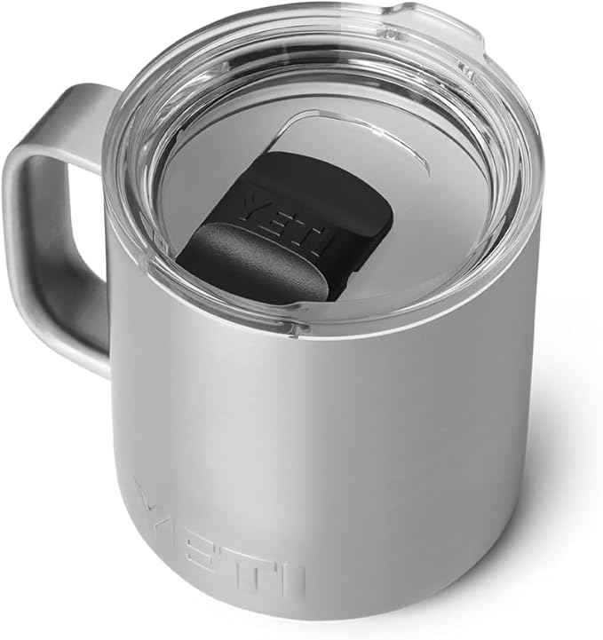 YETI Rambler 10 oz Ceramic Lined Stackable Mug, Vacuum Insulated, Stainless Steel with MagSlider Lid, Stainless