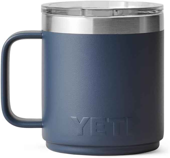 YETI Rambler 10 oz Ceramic Lined Stackable Mug, Vacuum Insulated, Stainless Steel with MagSlider Lid, Navy