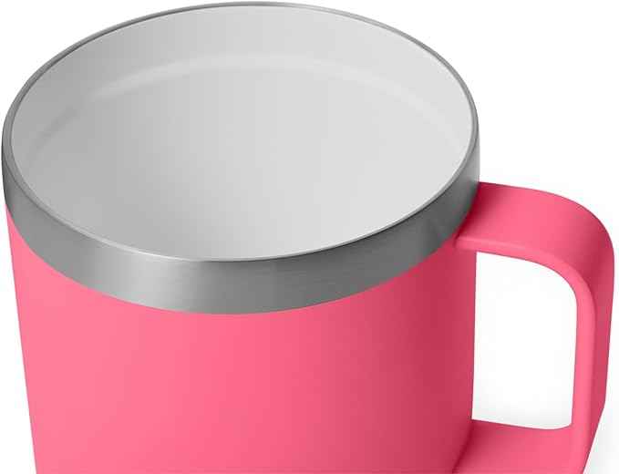 YETI Rambler 14 oz Ceramic Lined Stackable Mug, Vacuum Insulated, Stainless Steel with MagSlider Lid, Tropical Pink