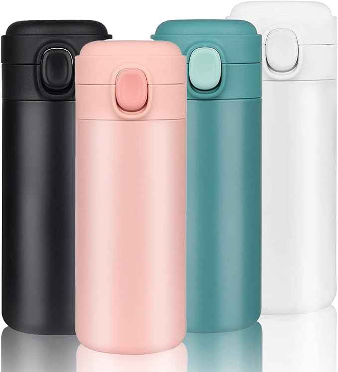 YINJAM Travel Mug Reusable Coffee Cup Insulated Thermal Mug Stainless Steel Leakproof Flask Tumbler for Hot Cold Drinks (Pink, 12 Oz)