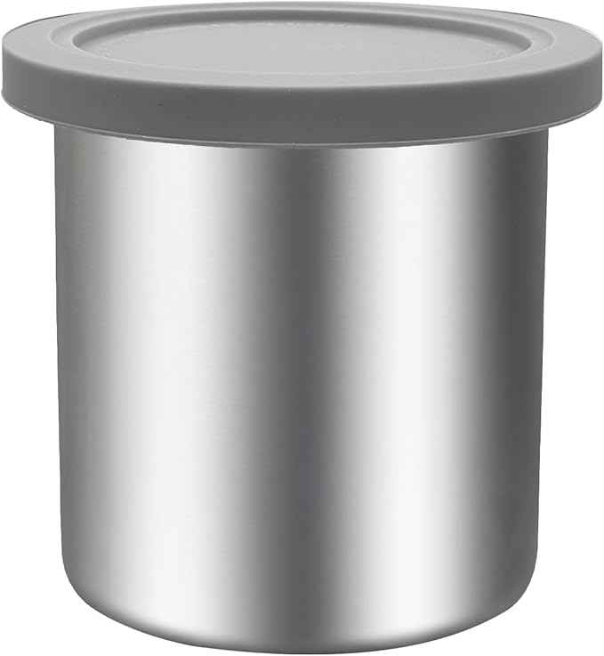 Stainless Steels Fit for Ninja Creami Containers- 1 Pack, 16oz Cups, Compatible with Ninja NC301, NC300, NC299AMZ, Fit for Ninja Creami Stainless Steel Pint, Silicone Lids, NC301 Creami Containers