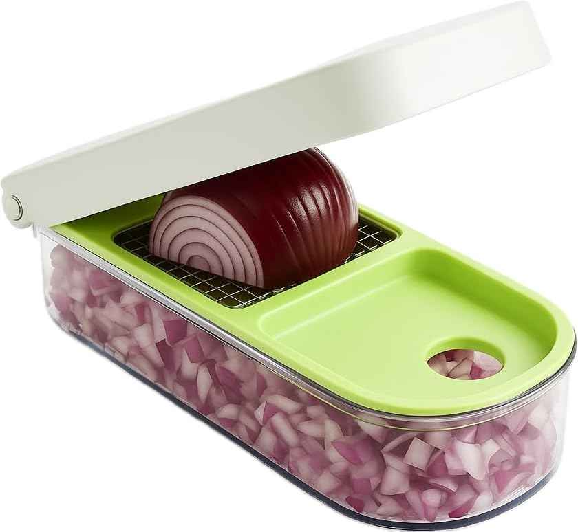 Vidalia Chop Wizard Vegetable Chopper – Original As Seen On TV Food Dicer with 2 Stainless Steel Blades, Large 2-Cup Container, Cleaning Tool, Dishwasher Safe Onion & Vegetable and Fruit Cutter