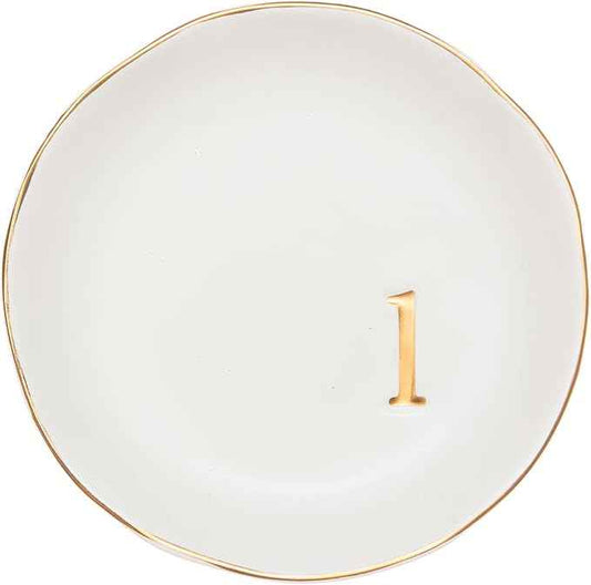 COLLECTIVE HOME - Ceramic Jewelry Tray, Decorative Trinket Dish for Rings Earrings Necklaces Bracelet Watch Keys, Birthday Mother's Day Christmas Gift for Women, 4.75", White Surface (L)