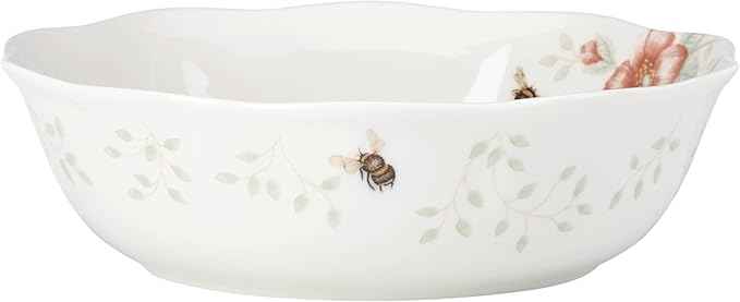 Lenox Butterfly Meadow Soup Bowls Set of 4, Service For 4, Dishwasher Safe, 32-Fl Oz Capacity, 7.75-Inch Diameter, 4-Piece Soup Bowl Set
