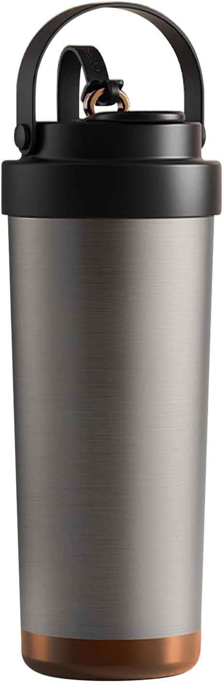 26oz Ceramic Coated Water Bottle, 3-Way Drinking (Straw/Sip/Wide Mouth), 6H Hot & Cold Insulated Water Bottle Leakproof Travel Cup with Handle - Silver