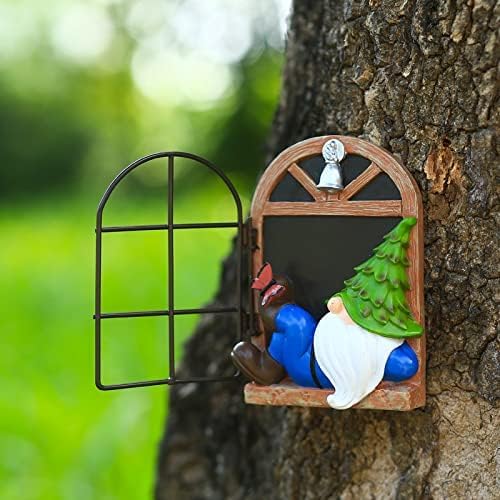 Whimsical Fairy Garden Gnome Statue, Tree Faces Decor Outdoor -5.9 Inch, Funny Garden Tree Decoration,Ideal Patio Yard Lawn Porch Decoration
