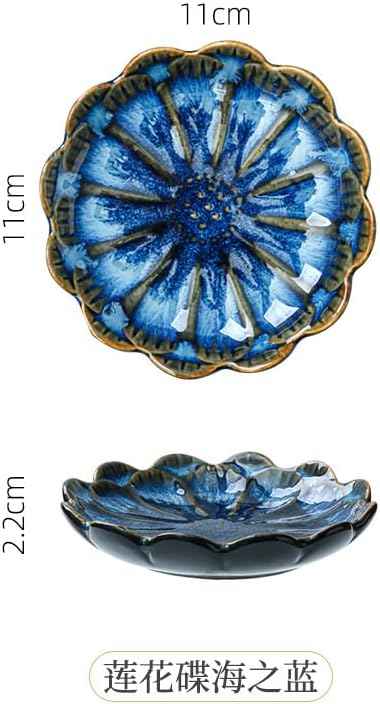 JAMEND CLXP Lotus Ring Holder Dish Small Indoor Ash Tray, Ceramic Dessert Plate Trinket Jewelry Holder Organizing Necklace Earrings for Parents Friends Sister, Blue. All Jewelries Are NOT Included.