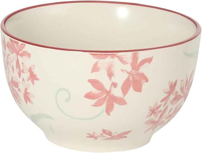 Gibson Home Admiral Hall 12-Piece Matte Stoneware Dinnerware Set – Dinner Plates, Salad Plates & Bowls with Pink Floral Pattern, Durable Everyday Dish Set, Microwave & Dishwasher Safe