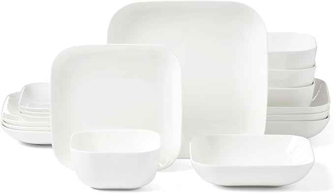 Lenox Dinnerware Set, Studio 1414 Square 16-Piece Set, Service For 4, Bone China Material, Dishwasher & Microwave Safe, Home And Kitchen, Kitchen And Dining, Plates And Bowls Sets (White, 16 Pieces)