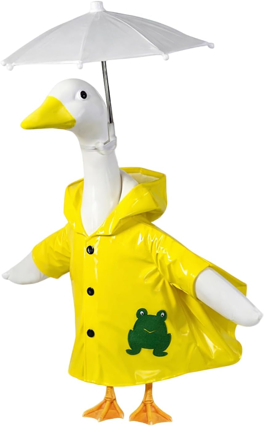 Raincoat Porch Goose Outfits for 23'' Statue, Summer Spring Lawn Cement Goose Cloths Raincoat Umbrella Costume for Outdoor Garden Yard Patio Statue Art Decor