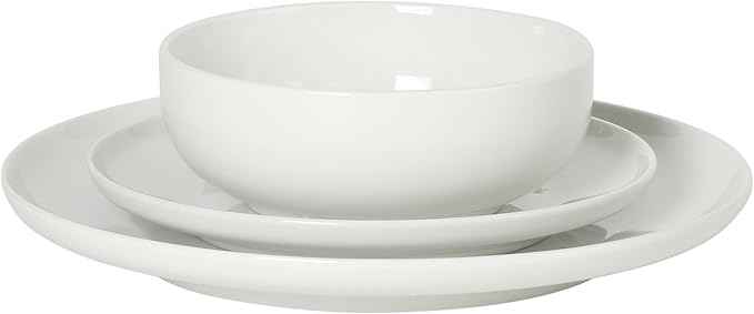 Gibson Home Havenstone 12-Piece Porcelain Dinnerware Set – Dinner Plates, Salad Plates & Bowls, Classic White Everyday Dish Set for Home, Kitchen, Microwave & Dishwasher Safe