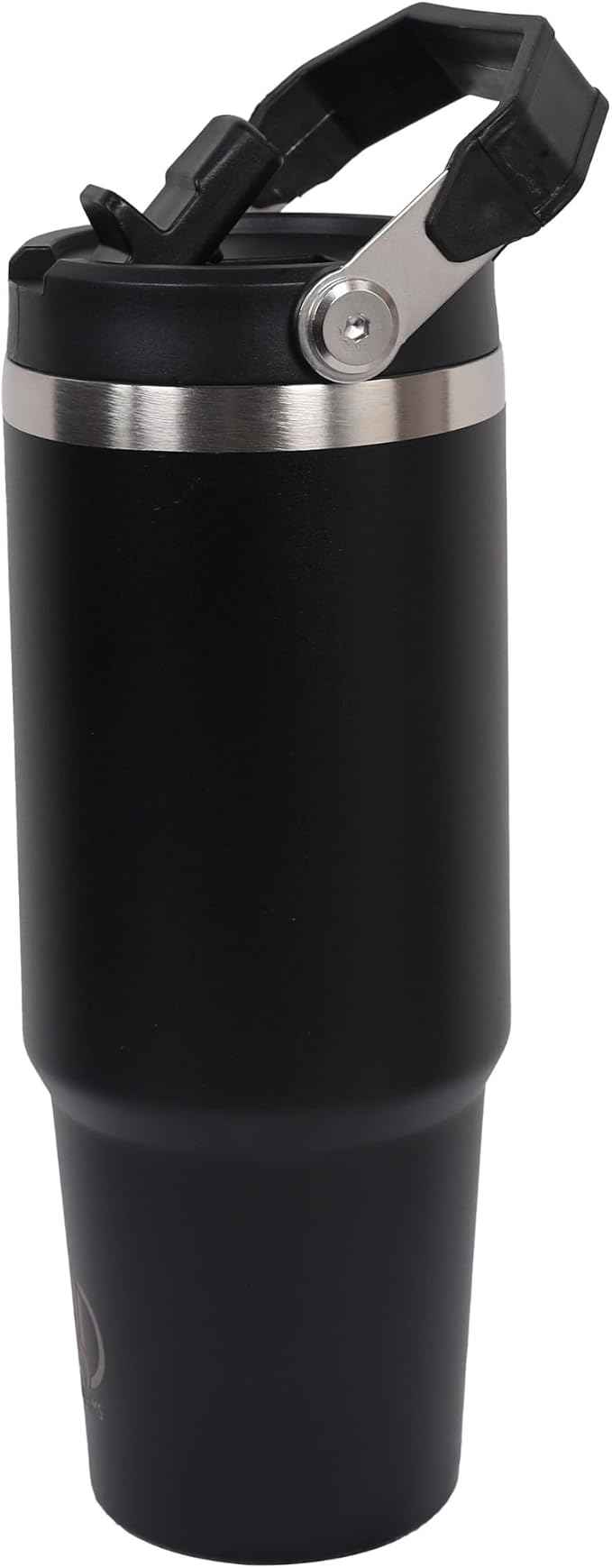 30oz Stainless Steel Insulated Water Tumbler with Handle | Secure Twist Lid & Flip Straw | Leak-Proof, BPA-Free IceFlow Inspired Design (Charcoal Black)