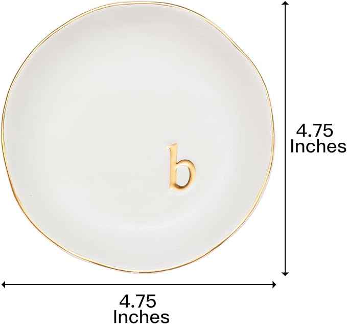 COLLECTIVE HOME - Ceramic Jewelry Tray, Decorative Trinket Dish for Rings Earrings Necklaces Bracelet Watch Keys, Birthday Mother's Day Christmas Gift for Women, 4.75", White Surface (B)