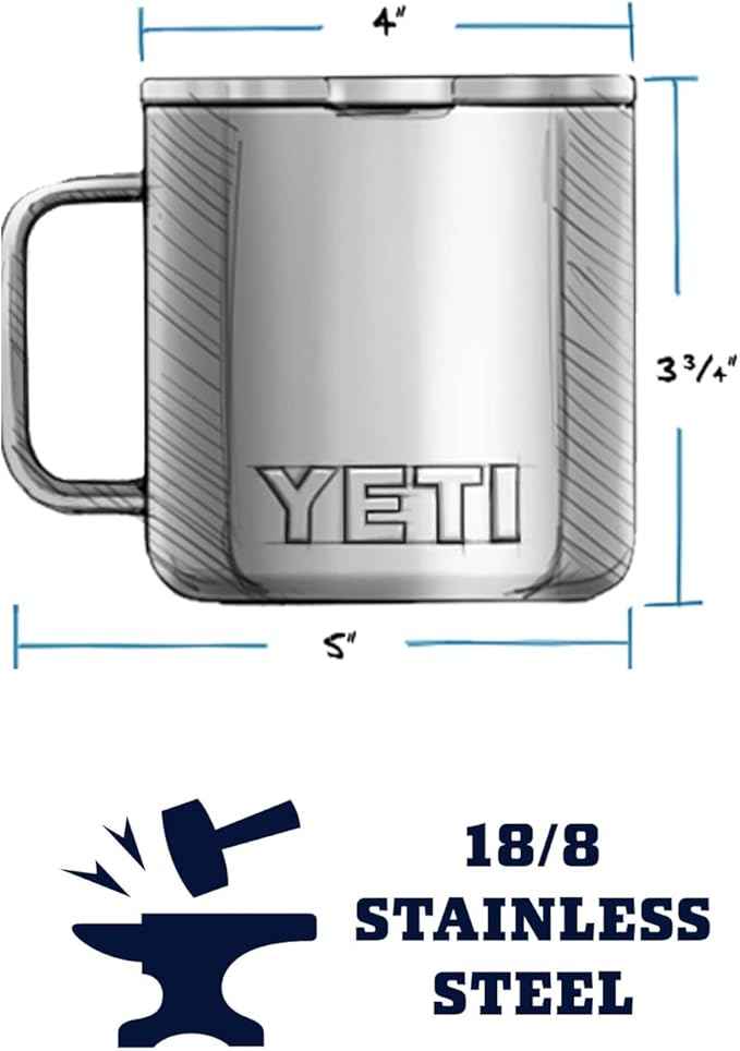 YETI Rambler 14 oz Mug, Vacuum Insulated, Stainless Steel with MagSlider Lid, Stainless | Vacuum Insulated, MagSlider Lid, Stainless
