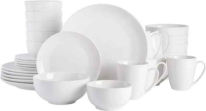 Gibson Home Ogalla 30-Piece Dinnerware Set – Porcelain, Chip & Scratch Resistant, White - Service for 6