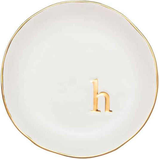 COLLECTIVE HOME - Ceramic Jewelry Tray, Decorative Trinket Dish for Rings Earrings Necklaces Bracelet Watch Keys, Birthday Mother's Day Christmas Gift for Women, 4.75", White Surface (H)