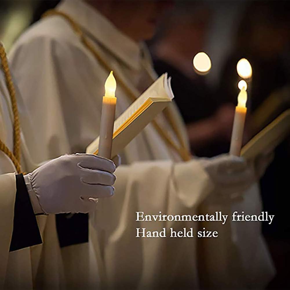 Pack of 24 Flameless Taper LED Candles - Battery Operated Flickering Ivory - Perfect for Wedding, Christmas, Parties - 6.5 Inch - White Plastic