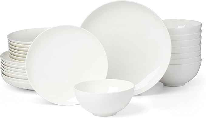Lenox Dinnerware Sets, Studio 1414 Coupe 24-Piece Dinnerware Set, Service For 8, Bone China Material, Dishwasher Safe, Microwave Safe, Bowls, Plates And Bowls, Dinner Dishes, Plates (White, 24 Piece)