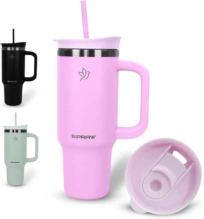 30oz Tumbler with Handle and Straw Insulated Stainless Steel Travel Mug Vacuum Double Wall Coffee Cup Leak Resistant Lid BPA-Free Cup Holder Friendly for Hot & Cold Drinks, Pink