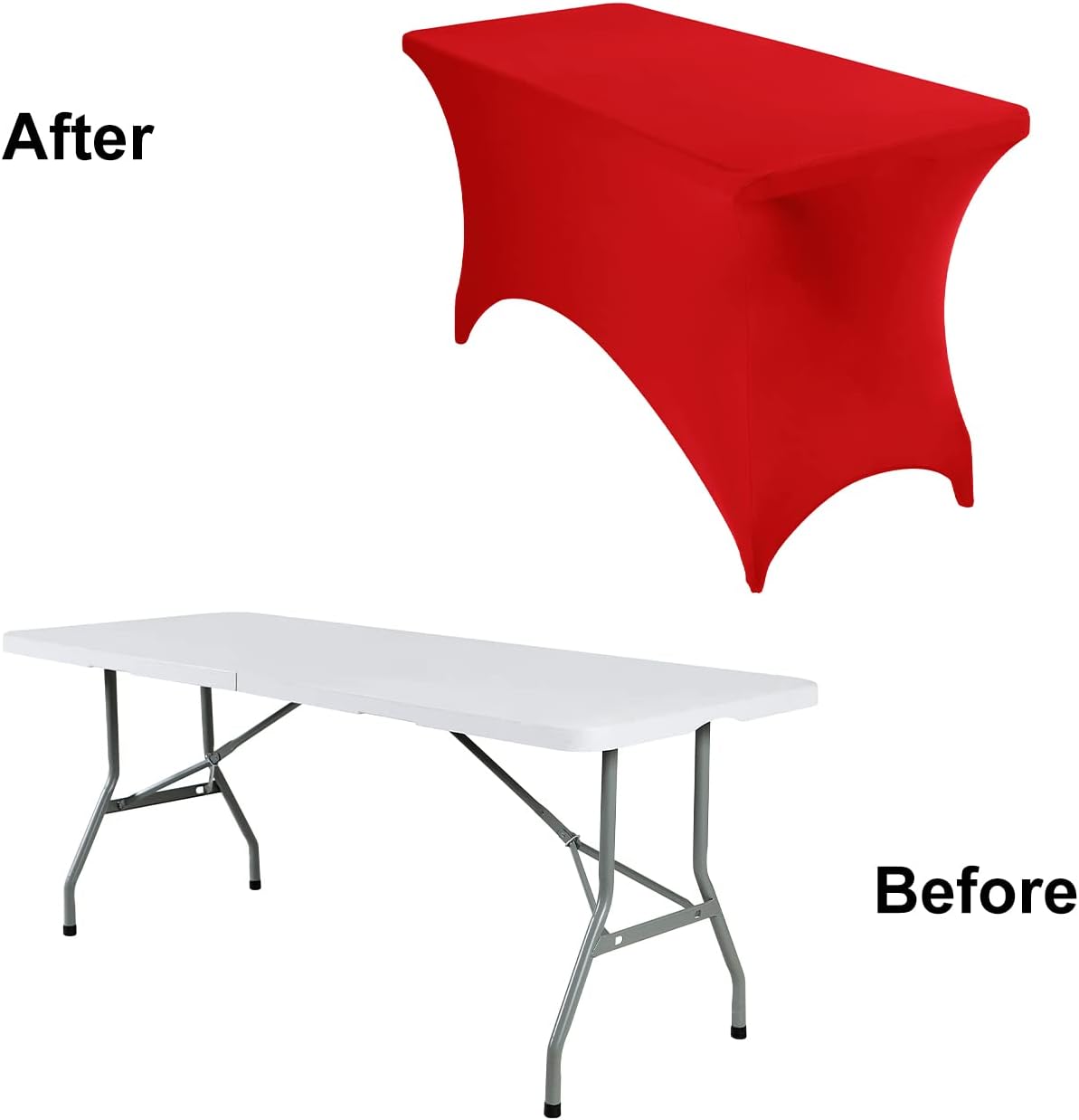 4Pack Spandex Waterproof Table Covers 4ft，Spandex 4ft Waterproof Table Cover for Party,Wedding, Banquet, and Events(Red)