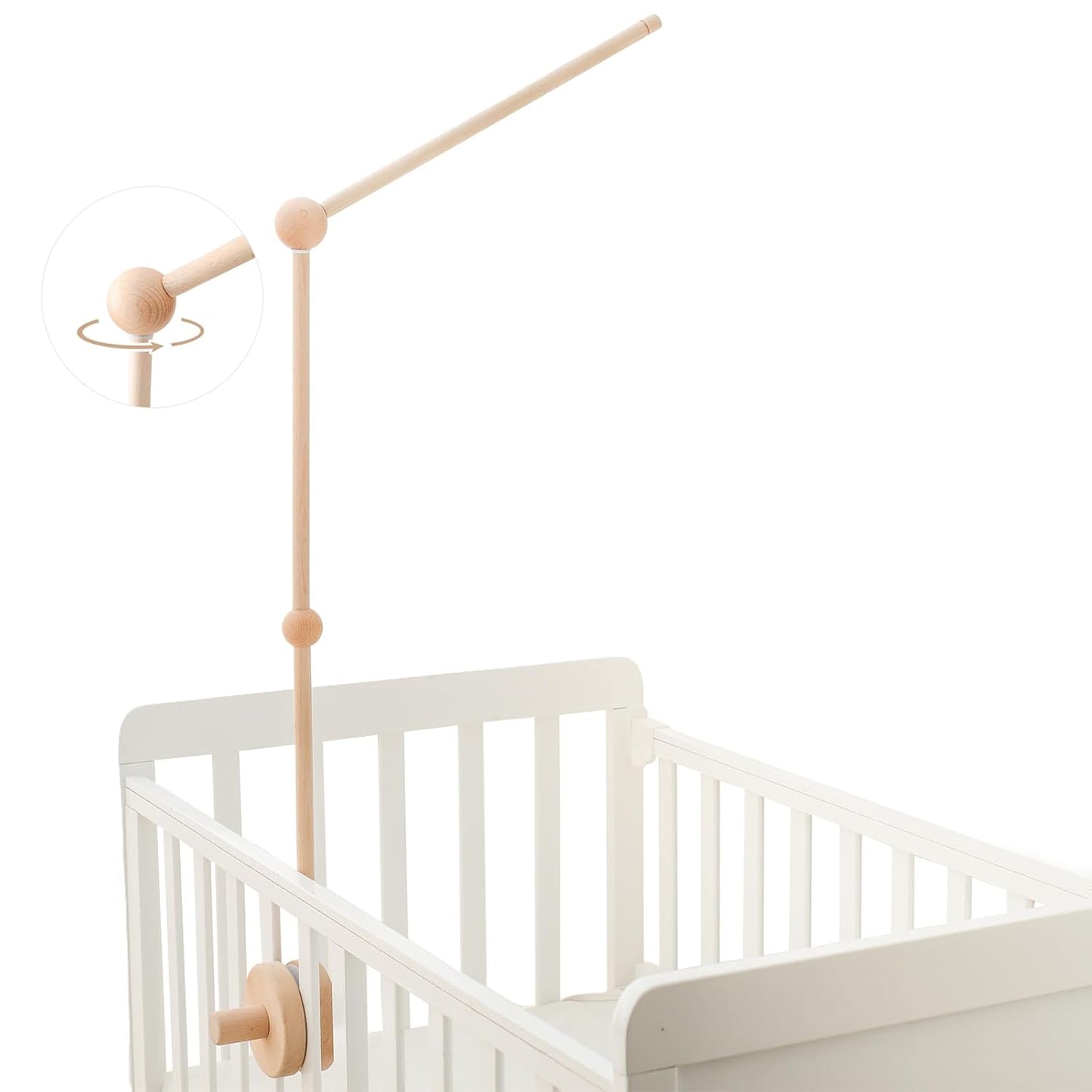 Baby Crib Mobile Arm,HBM Wooden Mobile Arm for Crib Mobile Hanger for Crib Baby Girl Nursery Decor