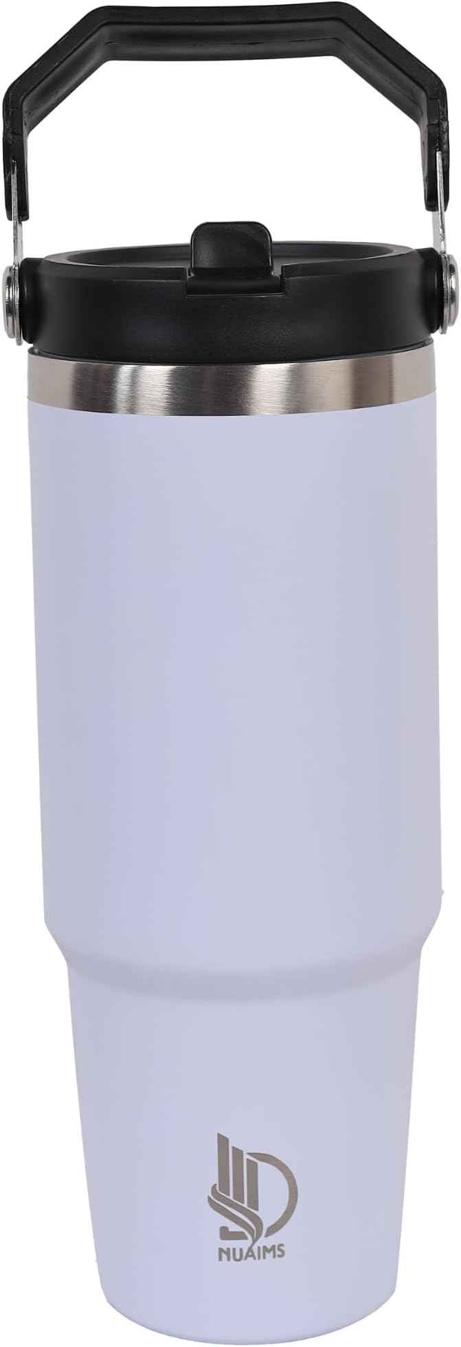 30oz Stainless Steel Insulated Water Tumbler with Handle | Secure Twist Lid & Flip Straw | Leak-Proof, BPA-Free IceFlow Inspired Design (Lavender mist)