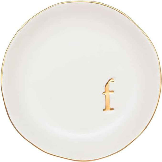 COLLECTIVE HOME - Ceramic Jewelry Tray, Decorative Trinket Dish for Rings Earrings Necklaces Bracelet Watch Keys, Birthday Mother's Day Christmas Gift for Women, 4.75", White Surface (F)