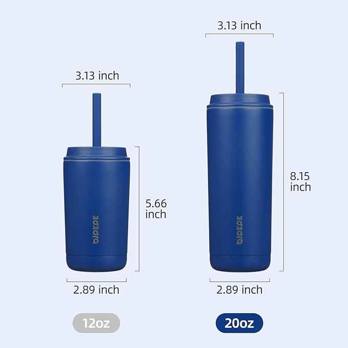 BJPKPK Insulated Tumbler with Lid and Straw,20 oz Stainless Steel Travel Coffee Mug,Spill Proof Thermal Cup,Keep Drinks Cold and Hot,Sapphire Blue