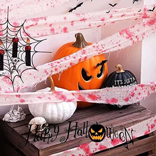 Wholelovein Halloween Creepy Bloody Cloth 800 inch Scary Blood Gauze Bandages Decorations