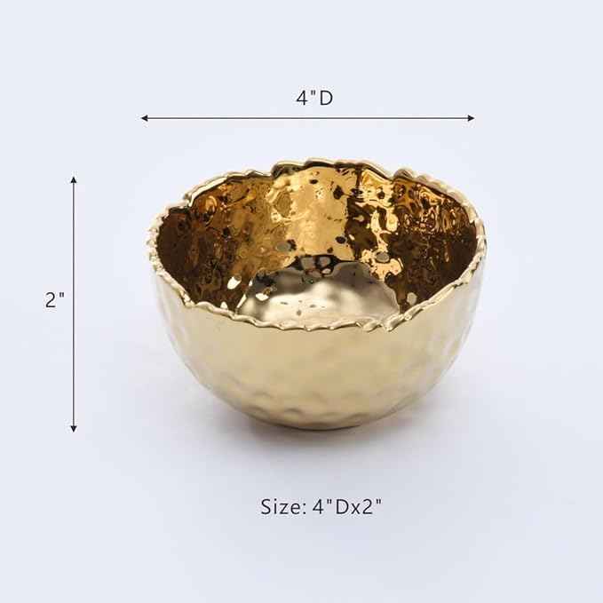 Pampa Bay Golden Millennium 4-inch Porcelain Snack Bowl, Gold