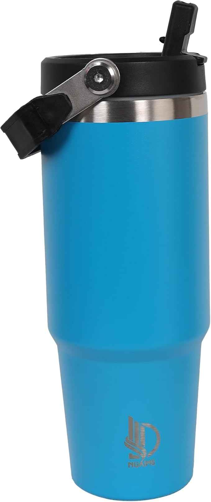 30oz Stainless Steel Insulated Water Tumbler with Handle | Secure Twist Lid & Flip Straw | Leak-Proof, BPA-Free IceFlow Inspired Design (Bright sky Blue)