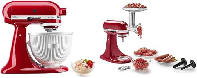 KitchenAid Ice Cream Maker and Food Grinder Attachments for Stand Mixers