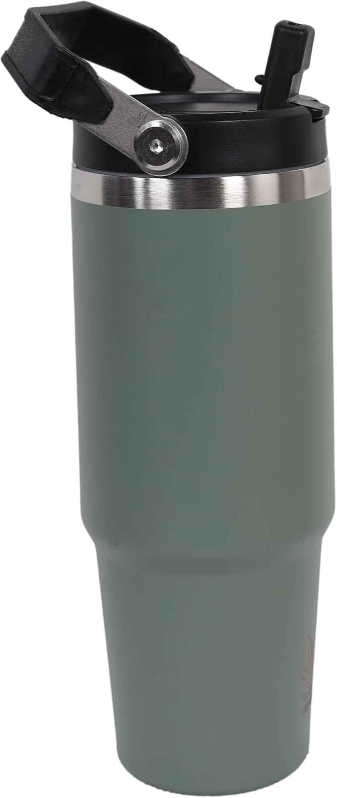 30oz Stainless Steel Insulated Water Tumbler with Handle | Secure Twist Lid & Flip Straw | Leak-Proof, BPA-Free IceFlow Inspired Design (Olive Green)