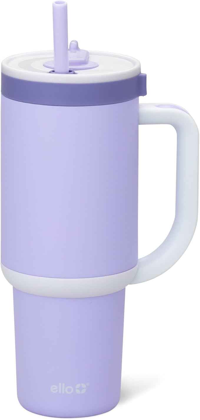 Ello Oasis 30 oz Tumbler with Handle & Retracting Straw | Reusable Insulated Stainless Steel Cup 100% Leakproof, Gifts for Teens Women Men | Keeps cold for 24 Hours, Cup Holder Friendly, Twilight