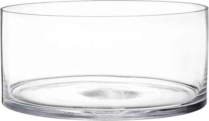 YOUEON Wide Glass Cylinder Vase, 4" Tall x 8" Wide Flower Glass Vase, Cylinder Terrarium Bowl, Decorative Centerpiece for Weddings Events, Pillar Candle, Flower Arrangement, Clear