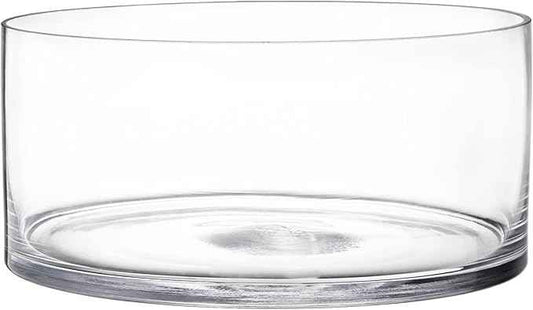 YOUEON Wide Glass Cylinder Vase, 4" Tall x 8" Wide Flower Glass Vase, Cylinder Terrarium Bowl, Decorative Centerpiece for Weddings Events, Pillar Candle, Flower Arrangement, Clear