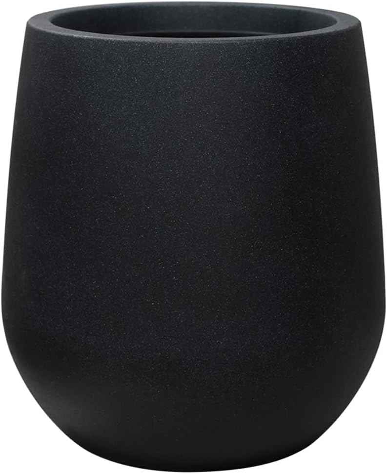 16.9 Inch Plastic Tall Planters for Outdoor Plants,Modern Black Round Tapered Flower Pot for Outdoor and Indoor Plants, Large Plant Pots with Drainage Holes and Rubber Plug for Home Garden Patio