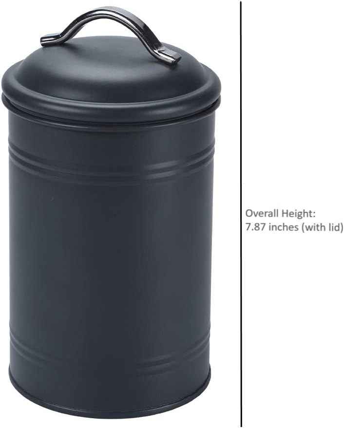 Airtight Kitchen Canister with Lid, Rustic Farmhouse Decor Container for Dry Food Sugar Coffee Tea, Charcoal Gray Metal Countertop Storage Jar (7.87''H x 4.3''Dia.)