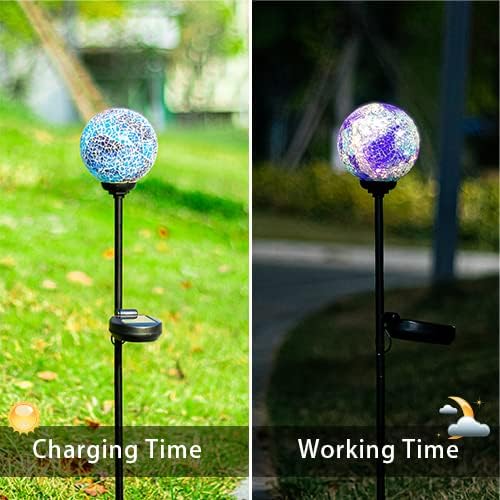 VCUTEKA Solar Lights Outdoor Decorative - Mosaic Solar Garden Stakes Light Waterproof LED Light for Landscape Lawn Patio Yard Decoration, Blue, 1 Pack