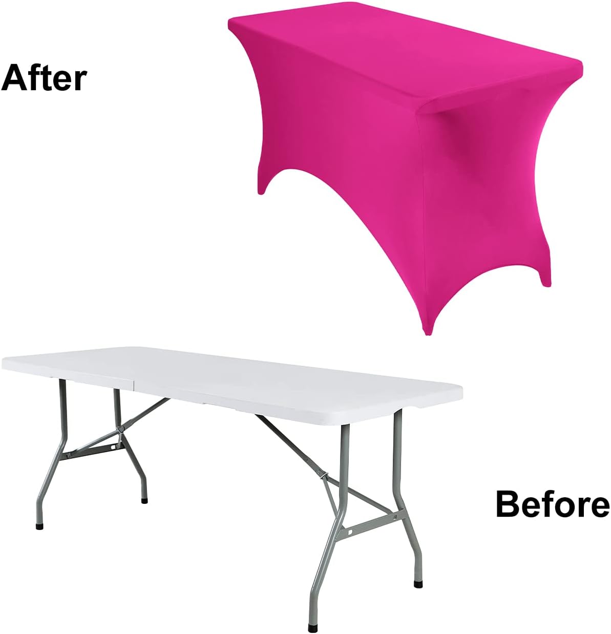 2Pack Spandex Waterproof Table Covers 4ft，Spandex 4ft Waterproof Table Cover for Party,Wedding, Banquet, and Events(Fuchsia)