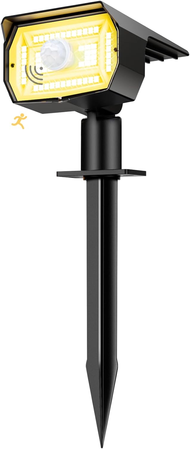 nipify Solar Spot Lights Outdoor Motion Sensor with 3 Modes,Solar Spotlights Outdoor Waterproof 2-in-1 Auto On/Off Landscape Lighting for Outside Yard Wall Garden Pathway, Warm White