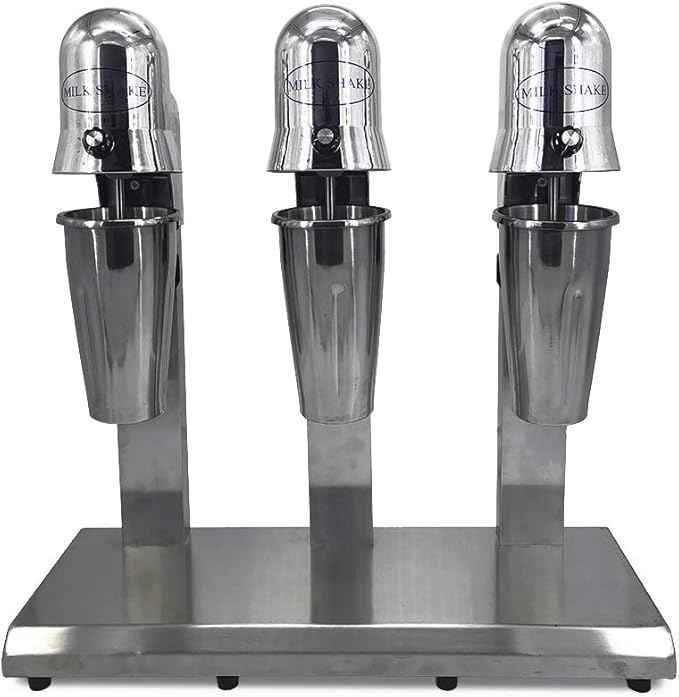 Electric Milkshake Maker, Ice Cream Mixer Machines, 110V Commercial Drink Smoothie Blender for Coffee Shops, Tea Stores to Making Fruit Tea, Coffee, Stirred Drinks (3 Head 800ml)
